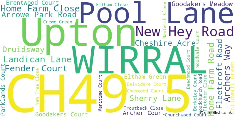 A word cloud for the CH49 5 postcode
